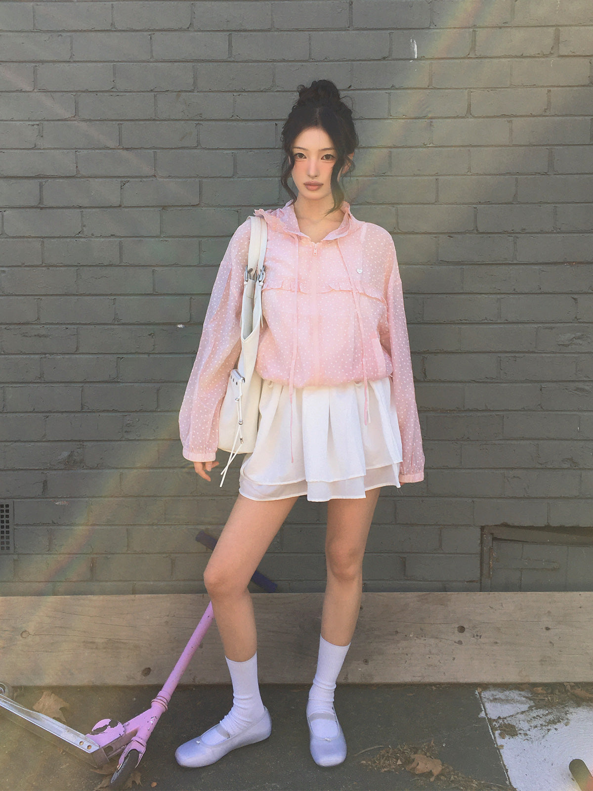Tieon frill lace hood wind jumper