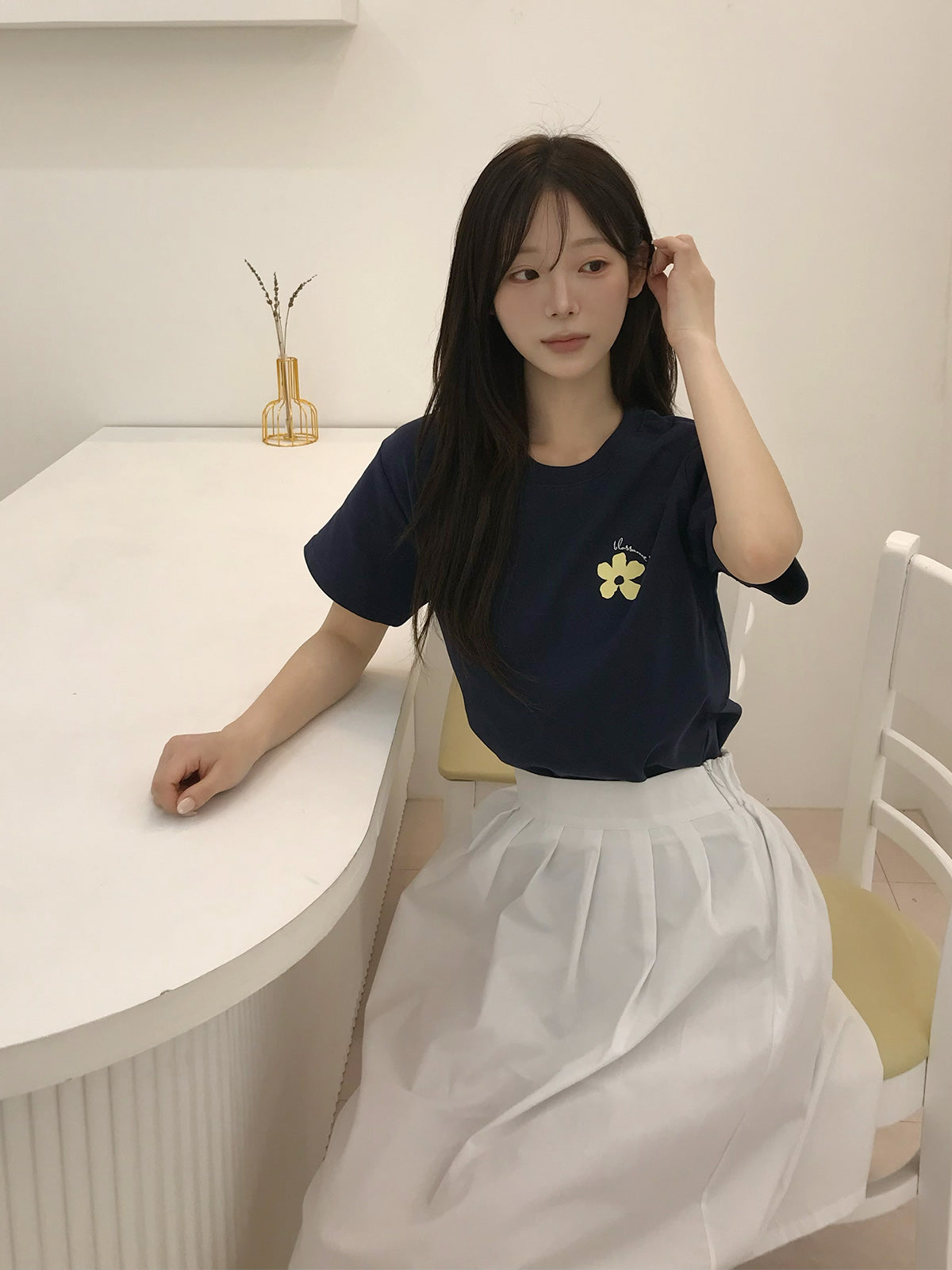 Reon flower printing short sleeve t-shirt