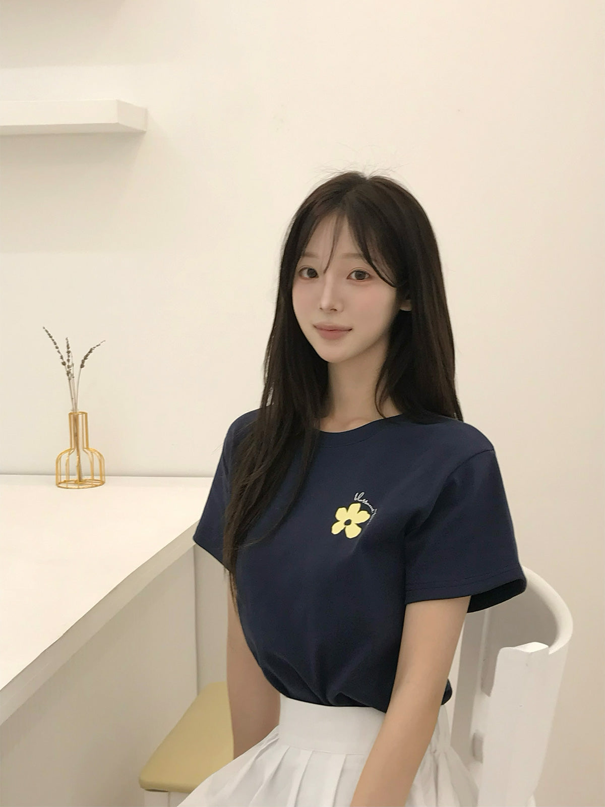 Reon flower printing short sleeve t-shirt