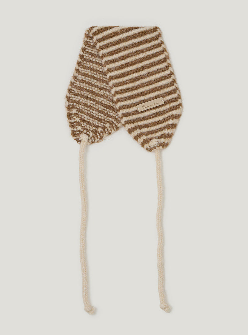 Pinre stripe ear muffs | Beige cutout