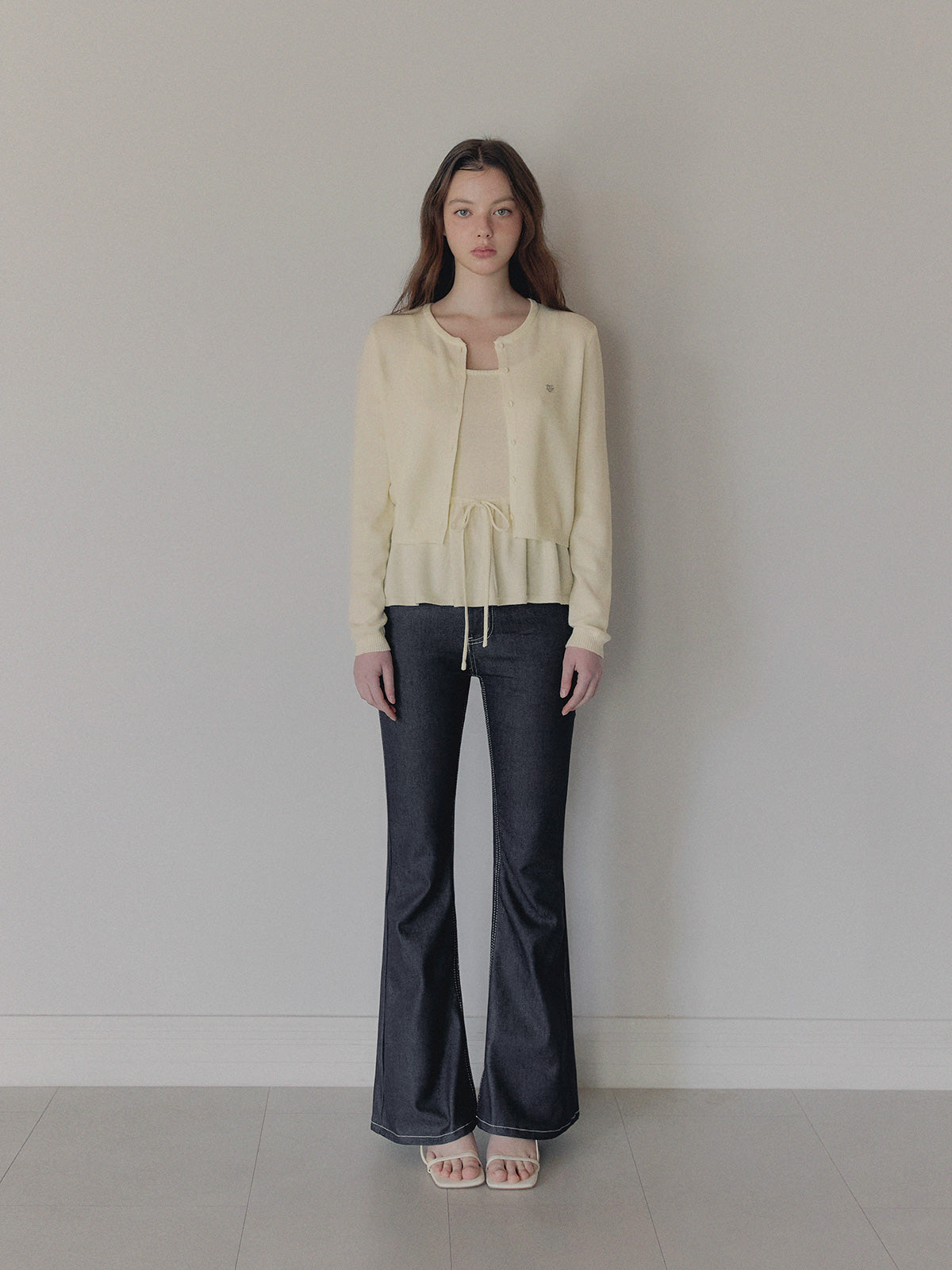 Aulde flare sleeveless cardigan set