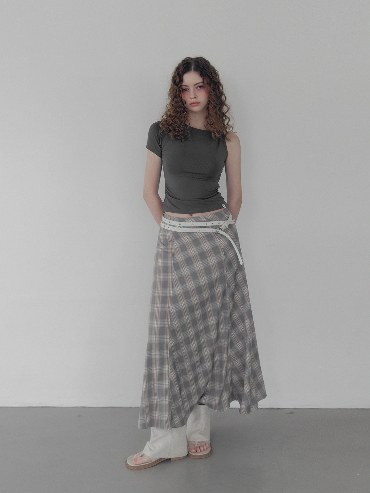 Fitz Check Maxi Long Skirt