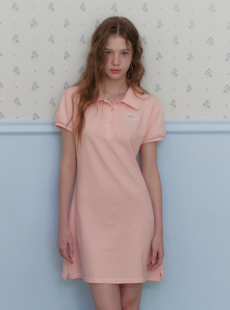 Itz puff collar short sleeve mini dress