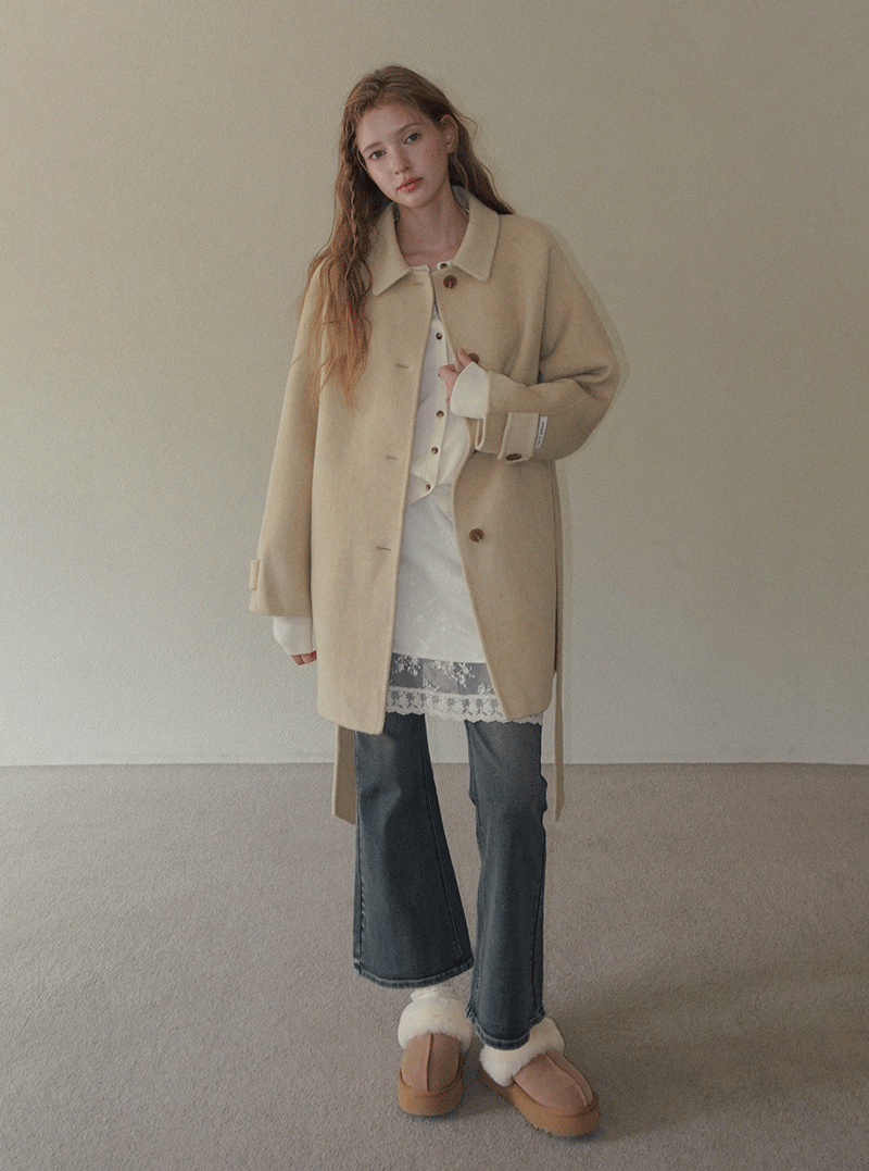 Jainer collar half handmade coat (strap set)