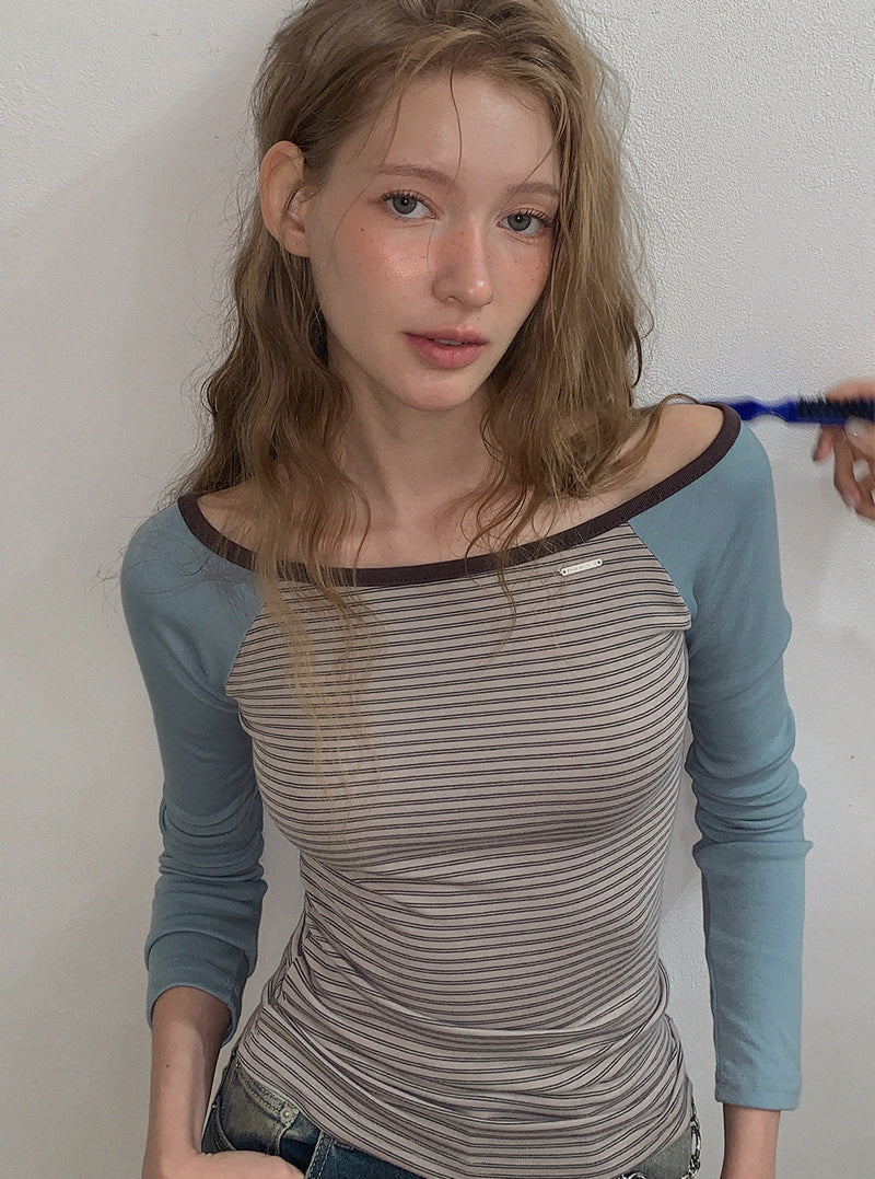 Bennett stripe raglan long sleeve T-shirt