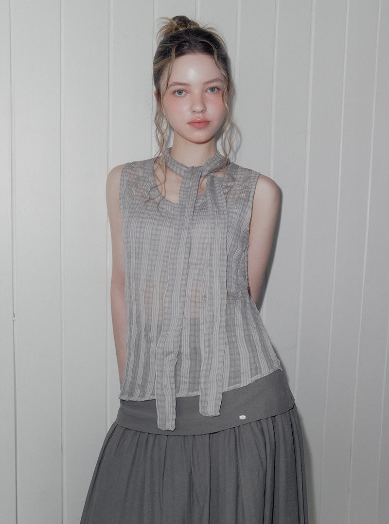 Peson check strap unbalanced blouse