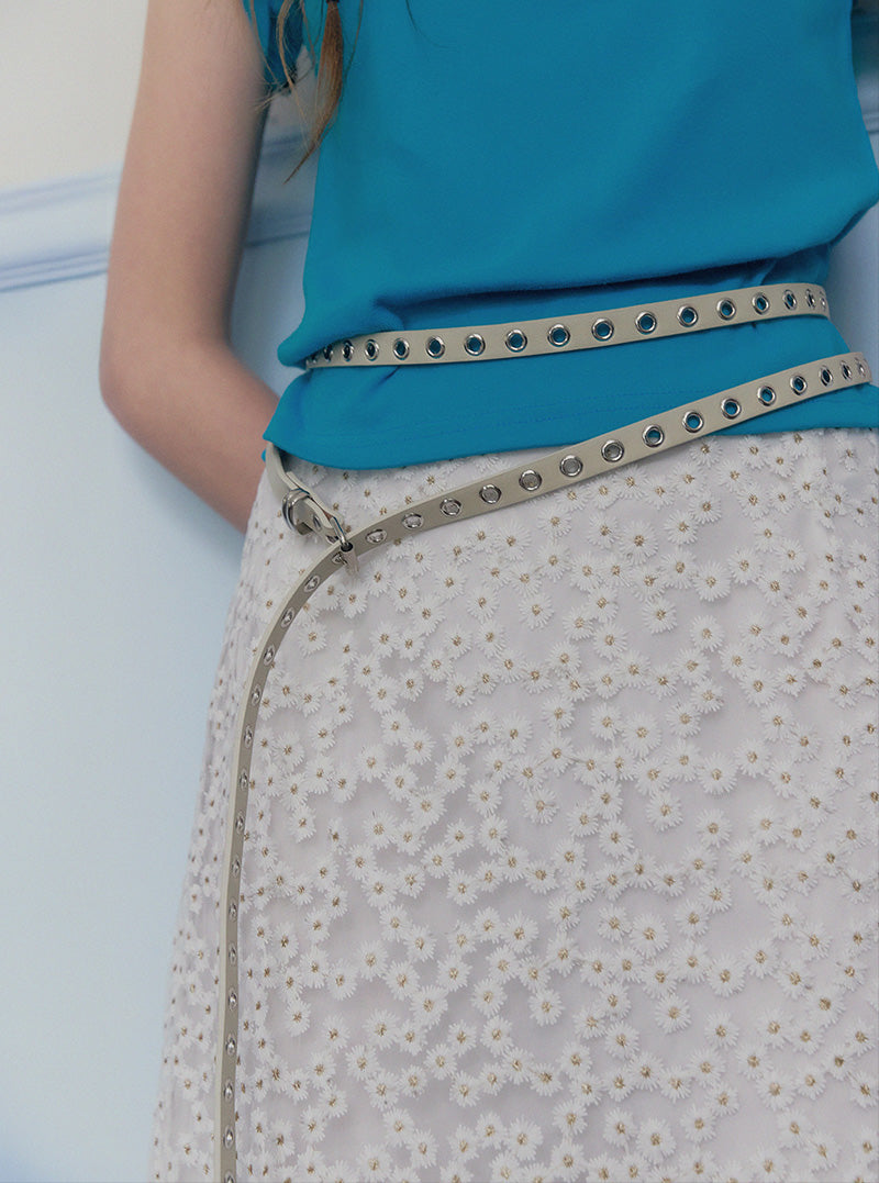 Bexy eyelet leather long belt