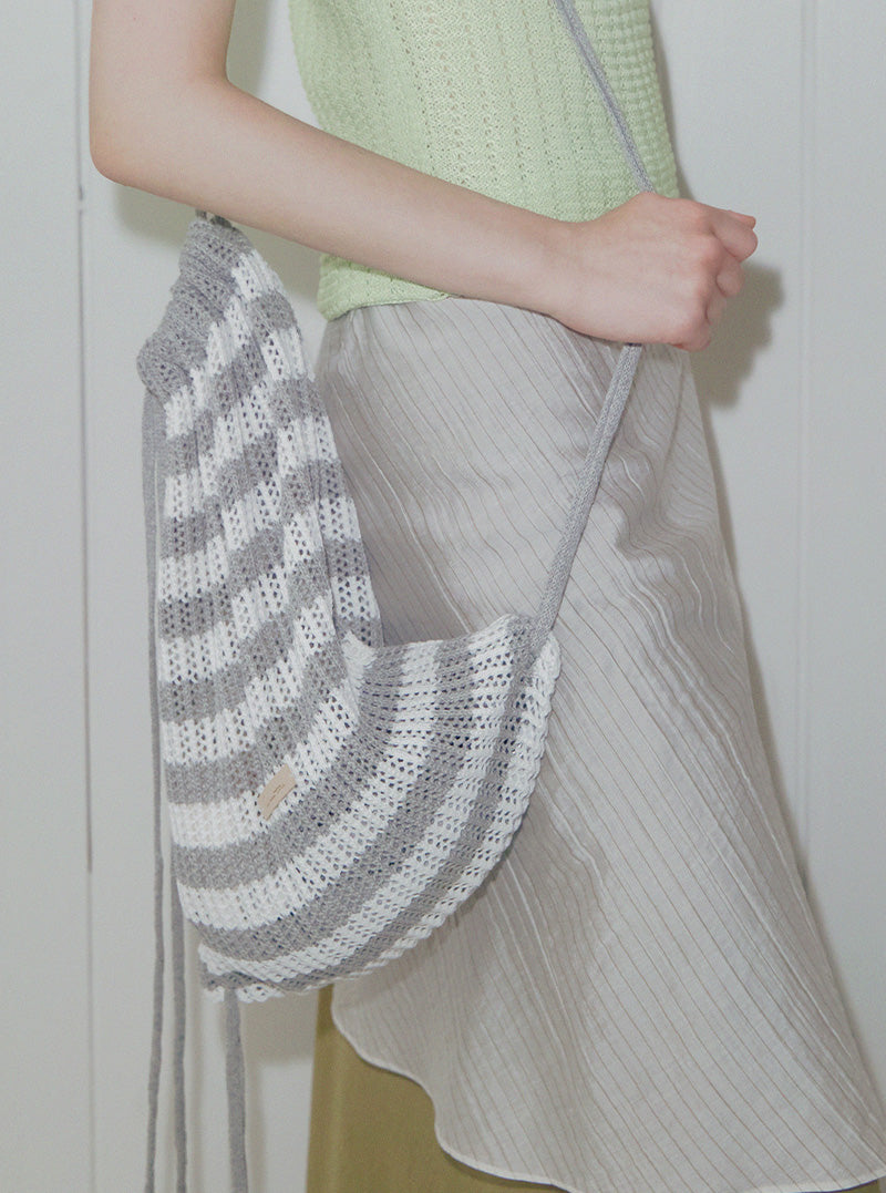 Lurkin stripe knit string backpack