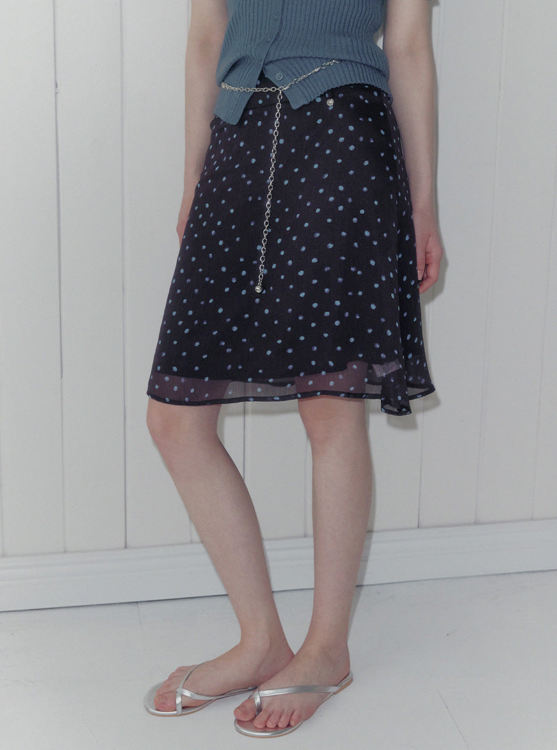 Tine dot chiffon midi skirt