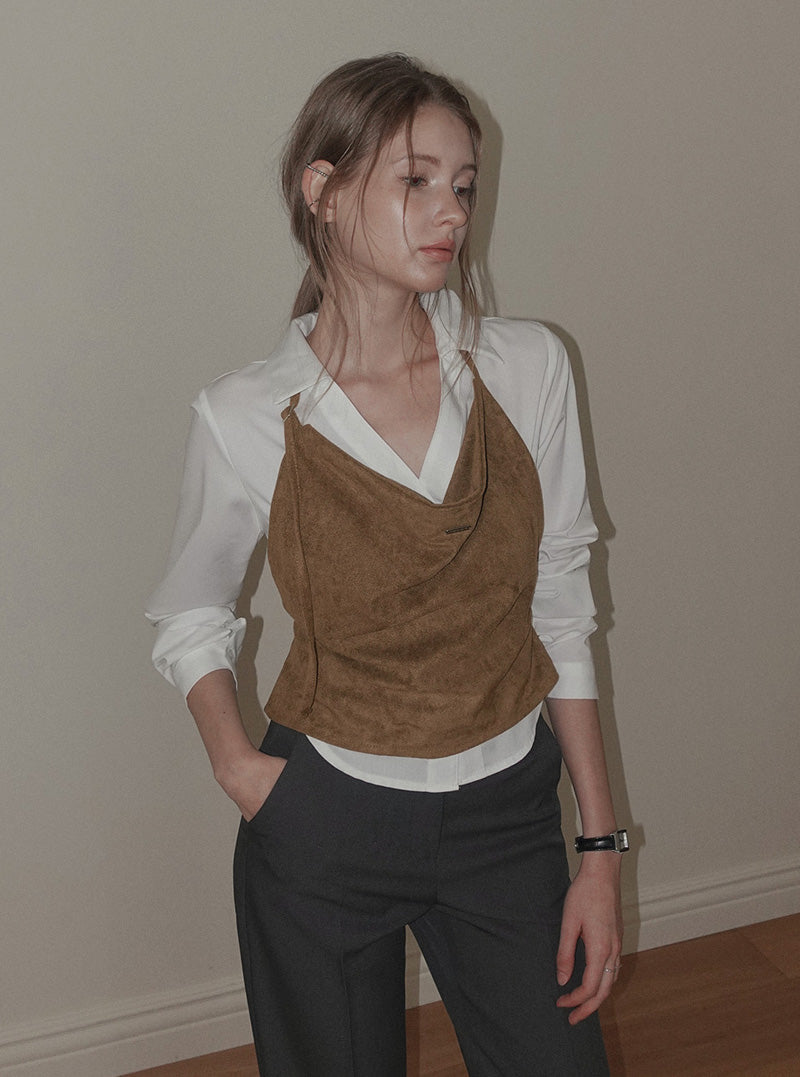 Ronz suede buckle bustier