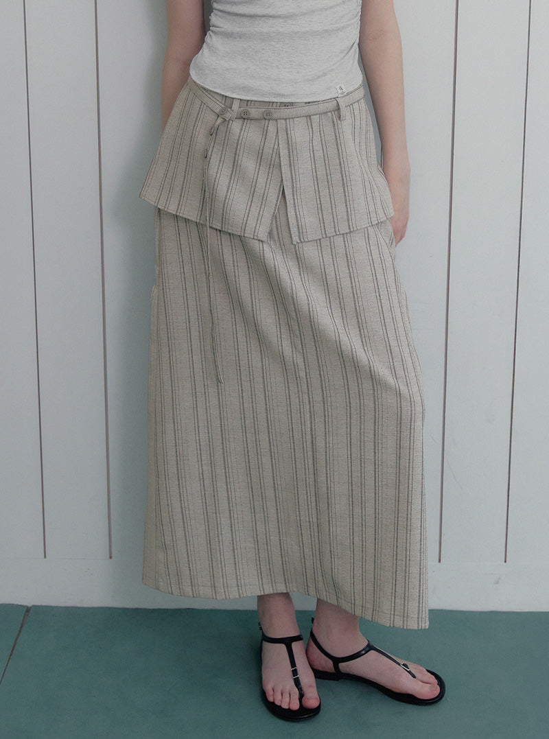 Devel layered stripe long skirt