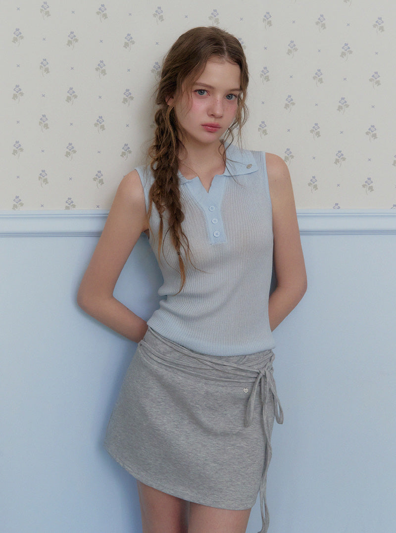 Richi collar button knit sleeveless