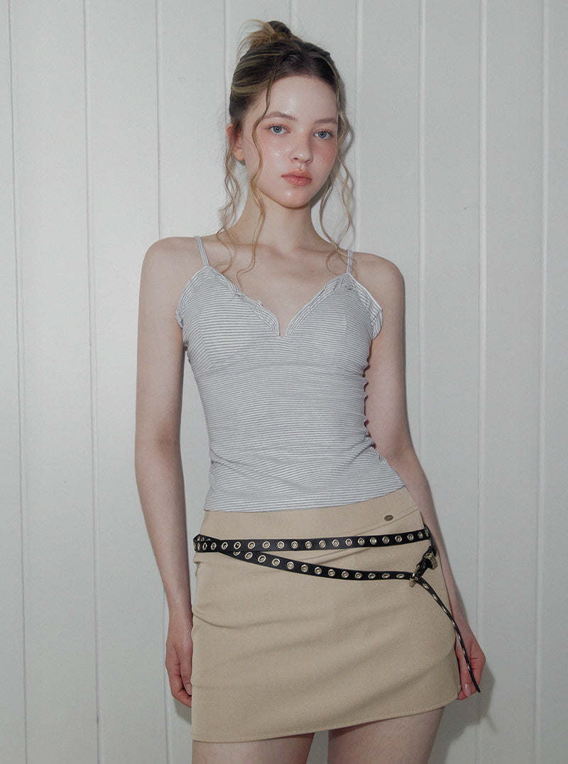 Pecan stripe built-in cap sleeveless