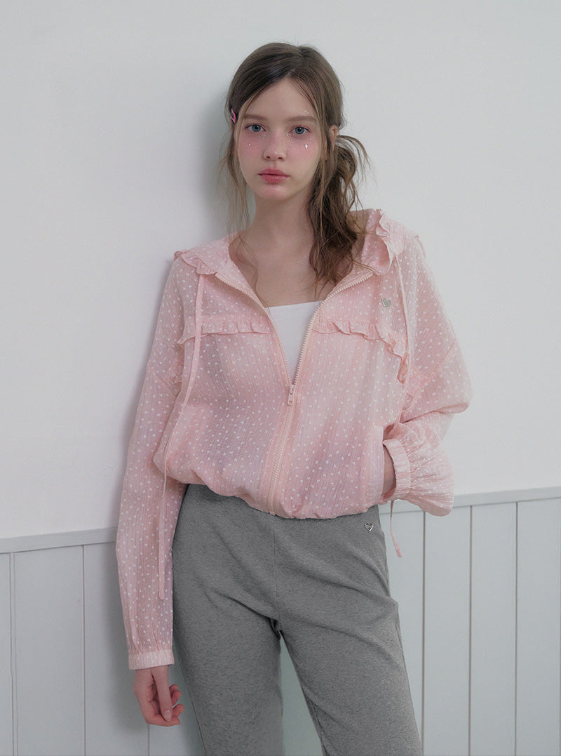 Tieon frill lace hood wind jumper