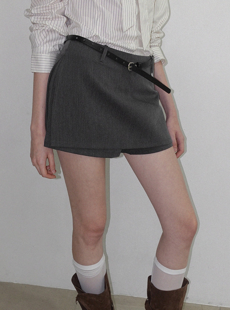 Tillen basic mini skirt shorts belt set