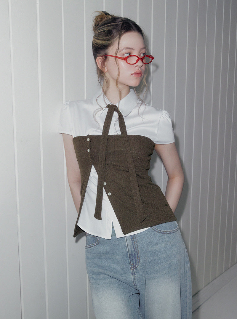 Tony ribbed button top (strap set)