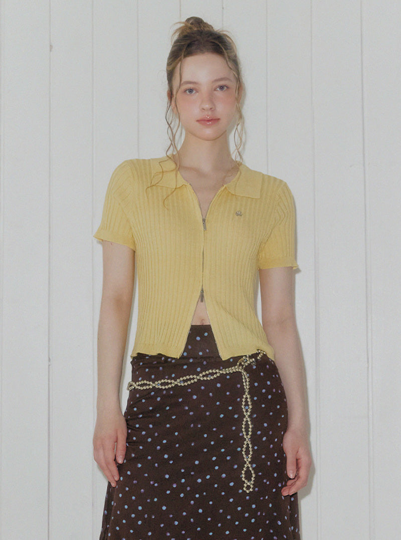 Ants collar two-way knit zip-up