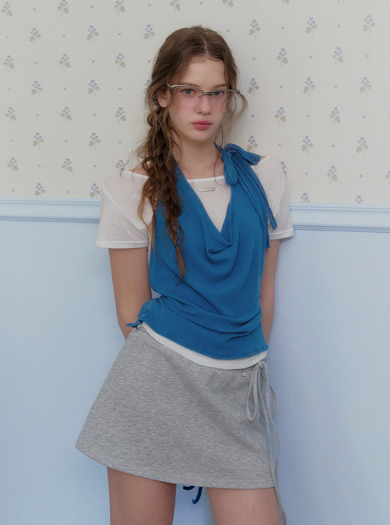 Berren halter neck sleeveless & long sleeve t-shirt set