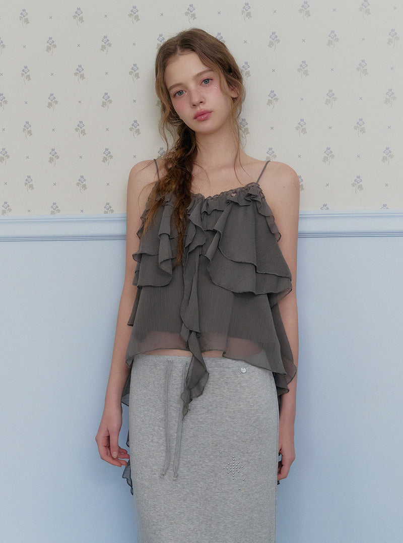 Poel tiered frill sleeveless blouse