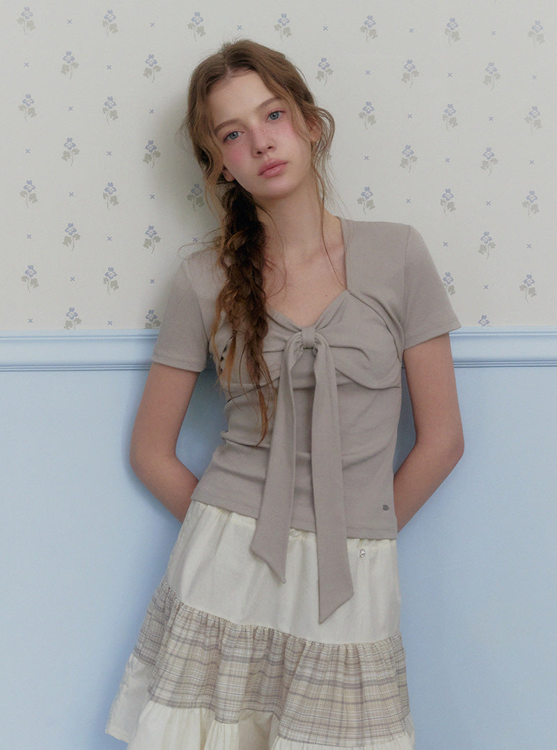 Conti ribbon ribbed short sleeve t-shirt