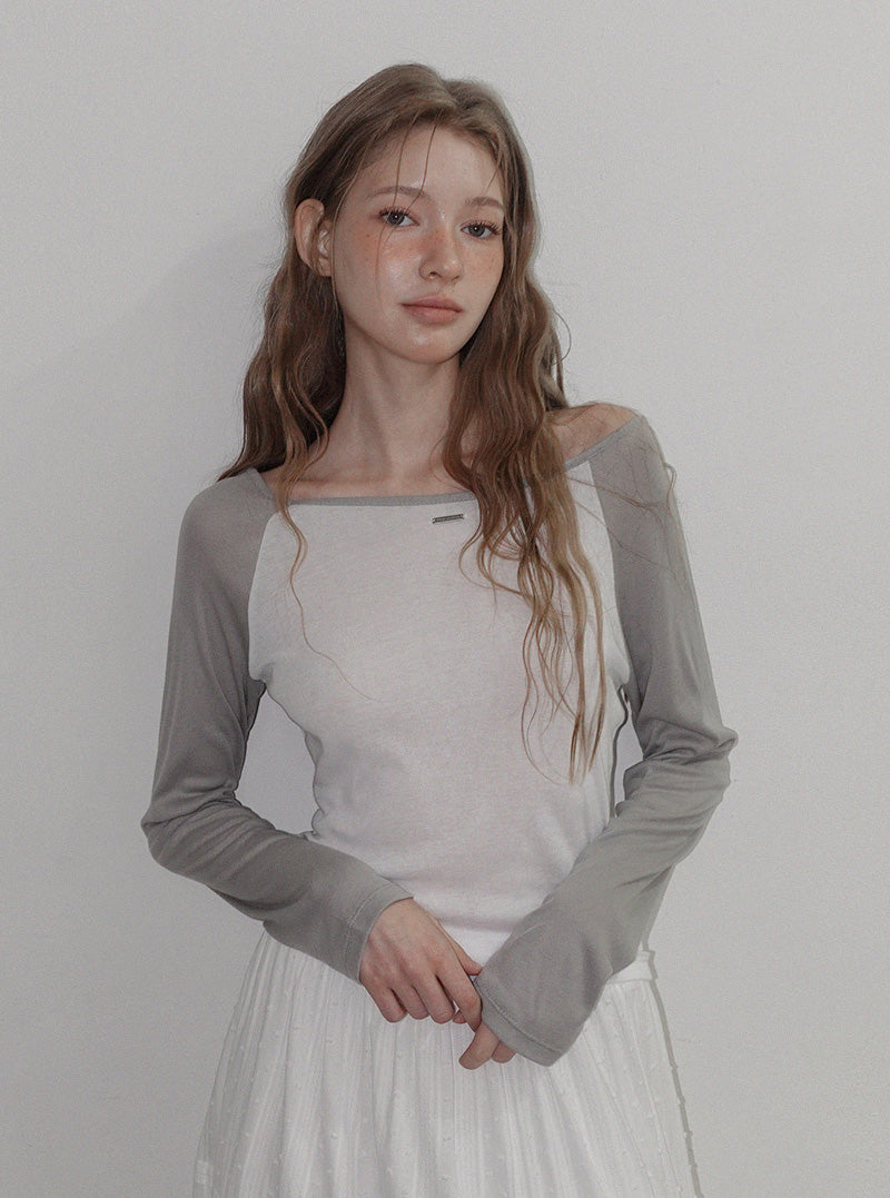 Matin contrast raglan long sleeve T-shirt
