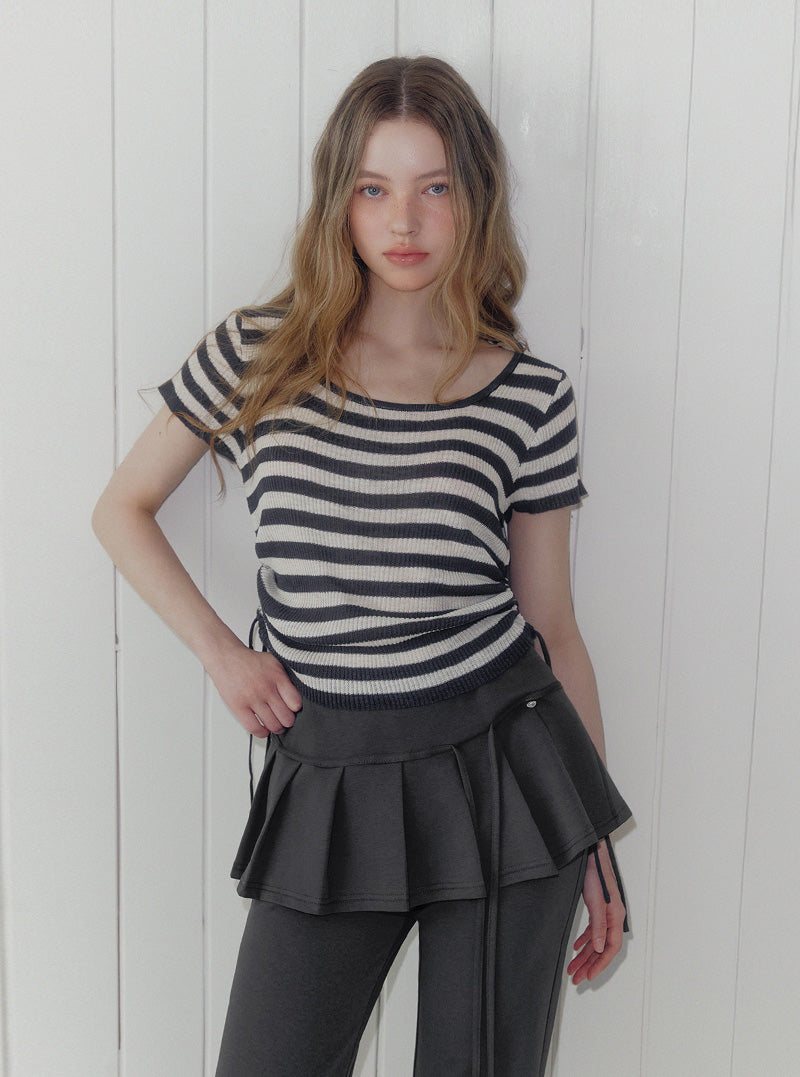 Lilpin shirring square short sleeve knit