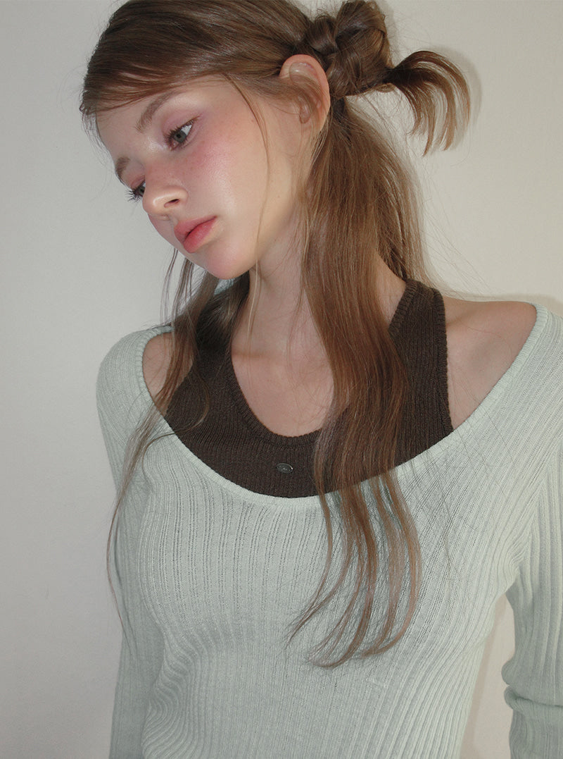 TWEE Besit halter layered long sleeve knit | Product styling view 8