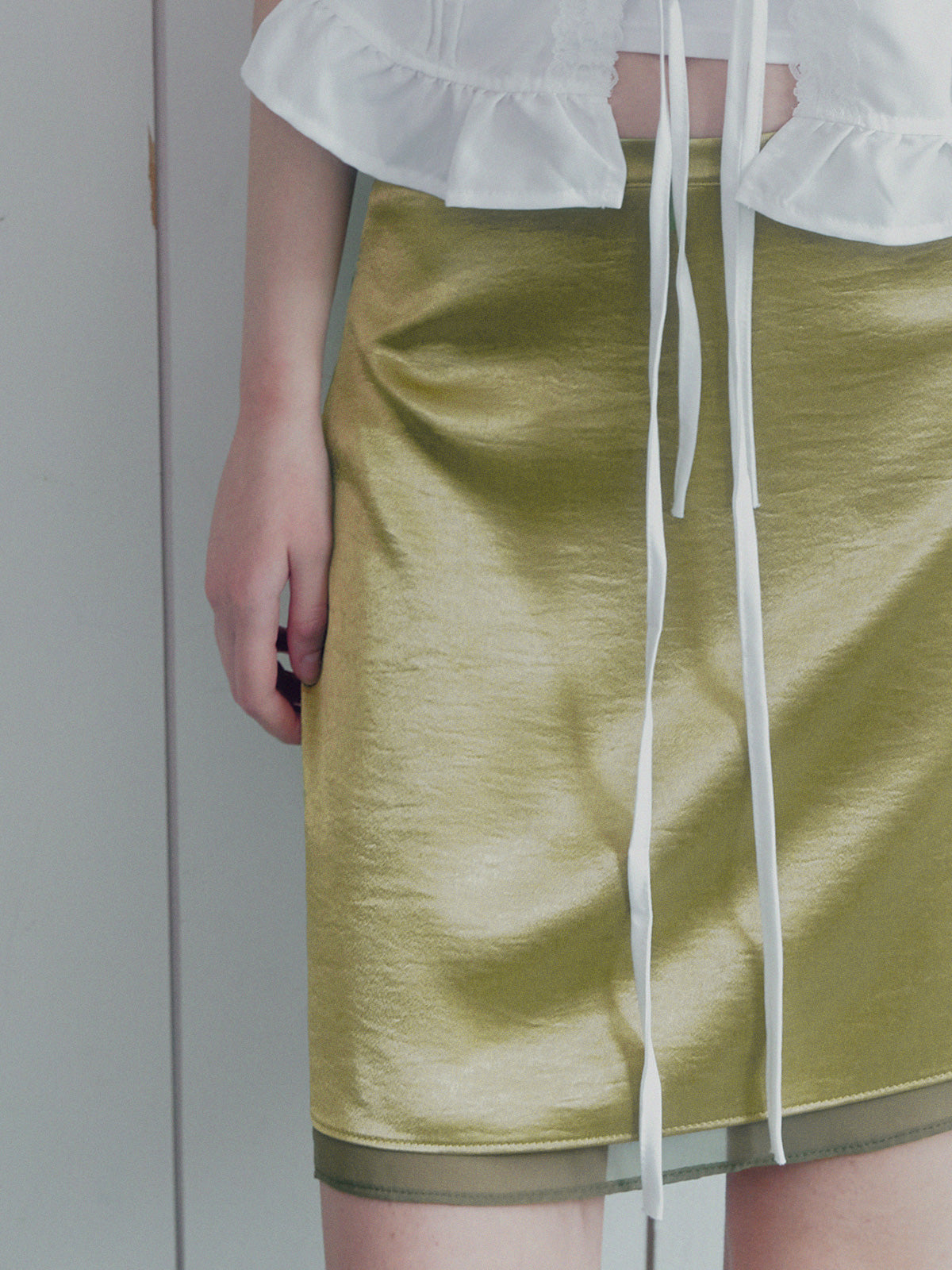 Sherbet Satin Contrast Midi Skirt