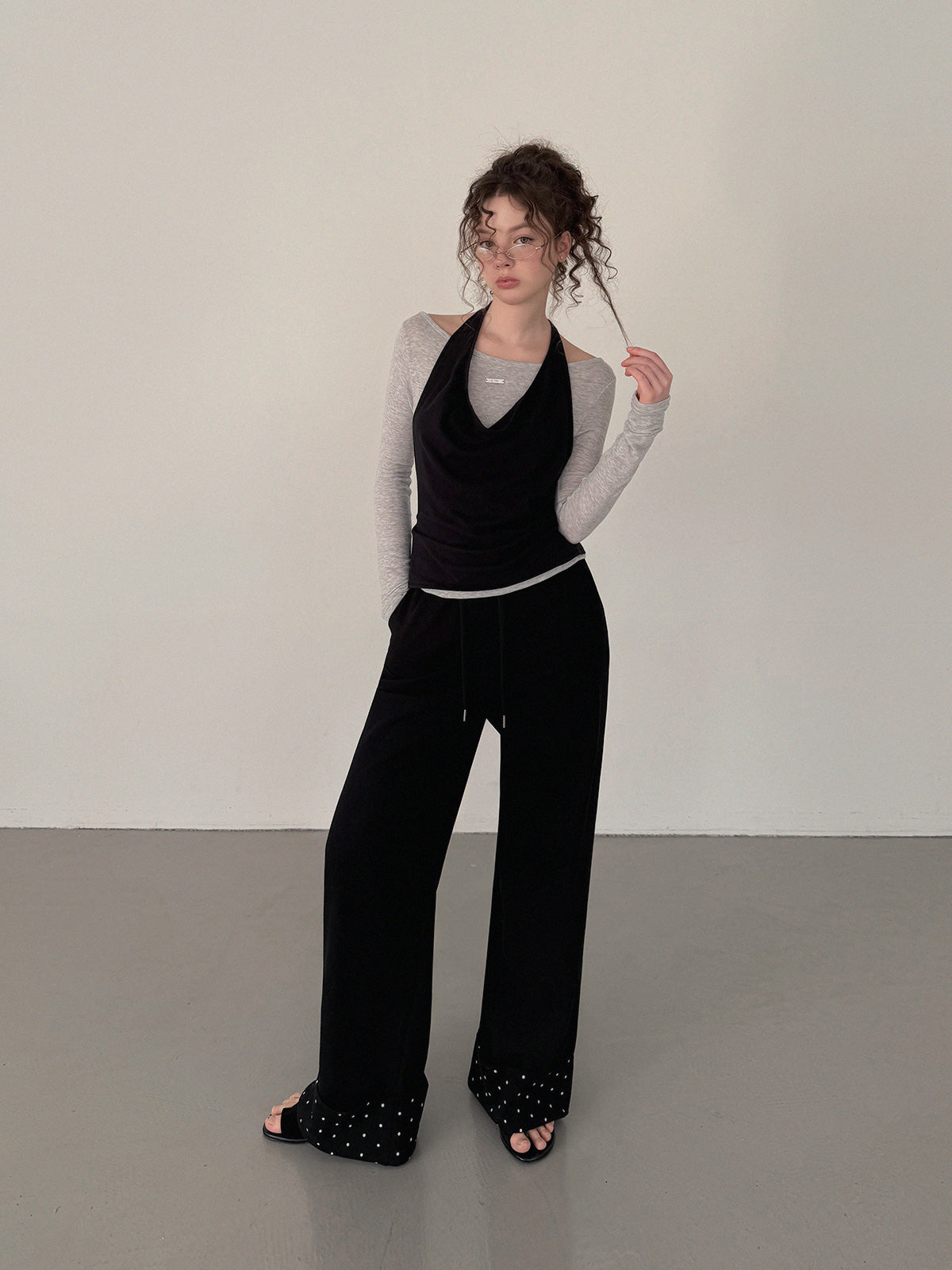 Berren halter neck sleeveless & long sleeve t-shirt set