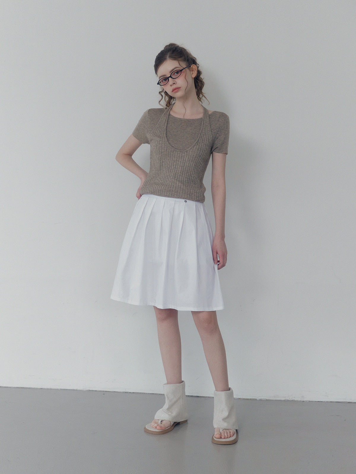 TWEE Neckholder mit Lagen, Kurzarm-Strick