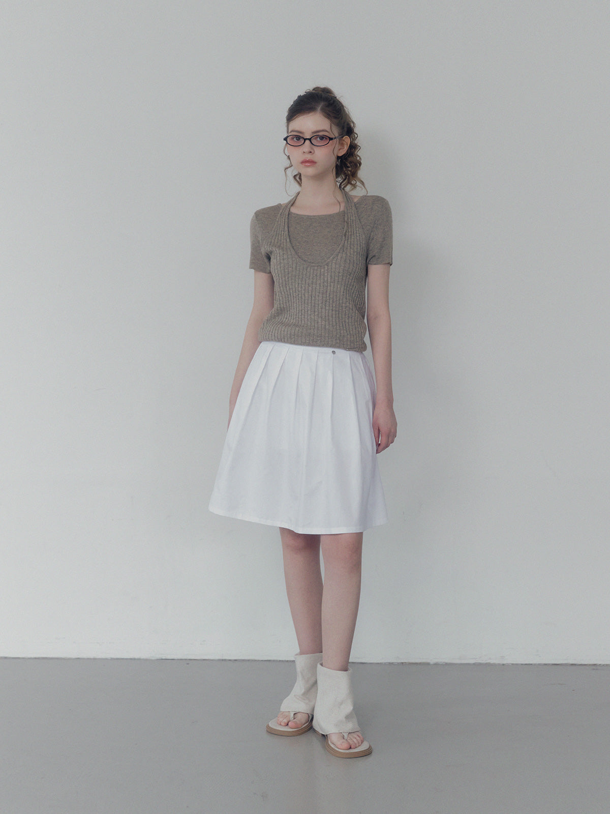 TWEE Neckholder mit Lagen, Kurzarm-Strick