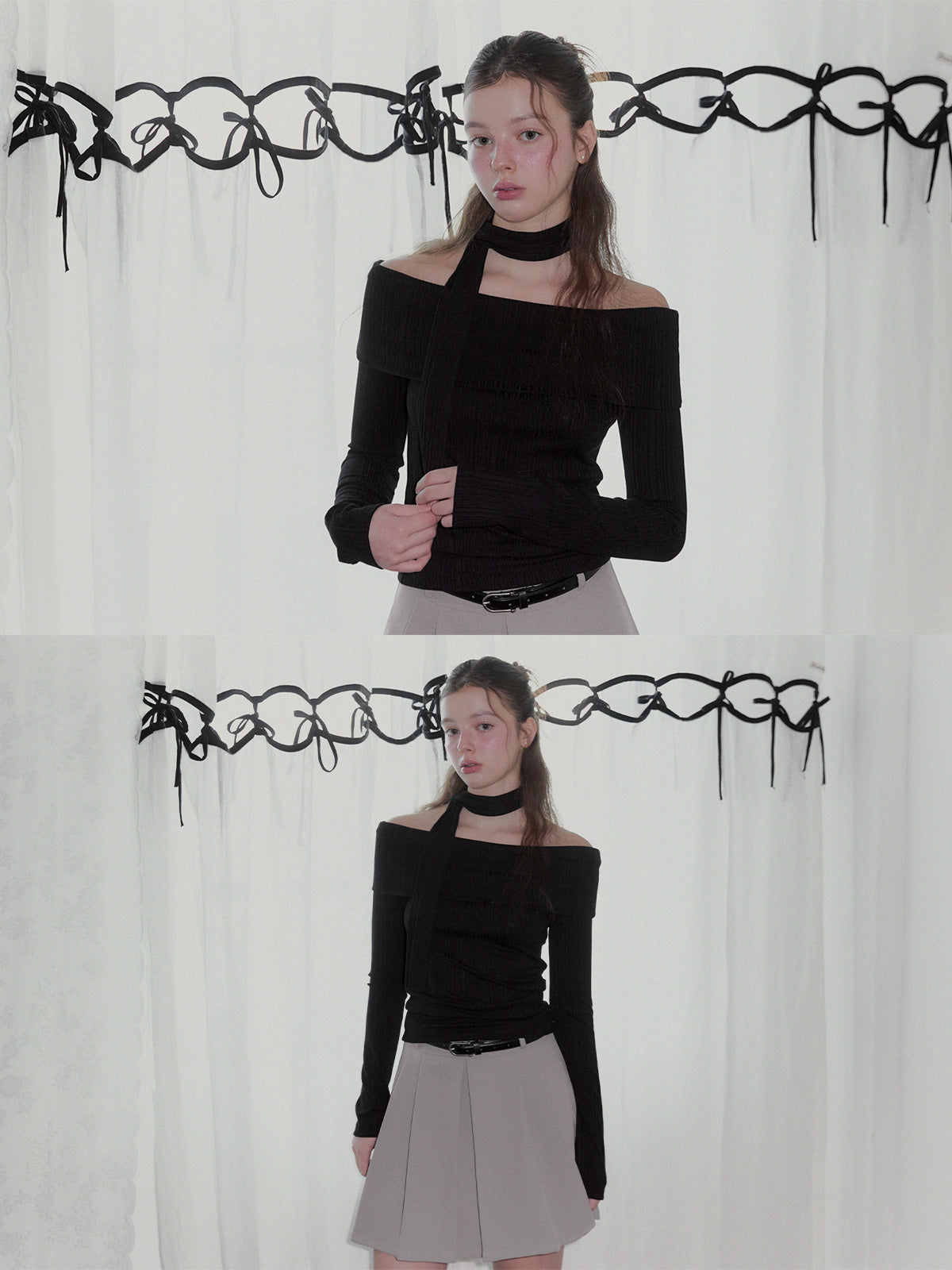 Glonee Pleated Mini Skirt (Belt Set)