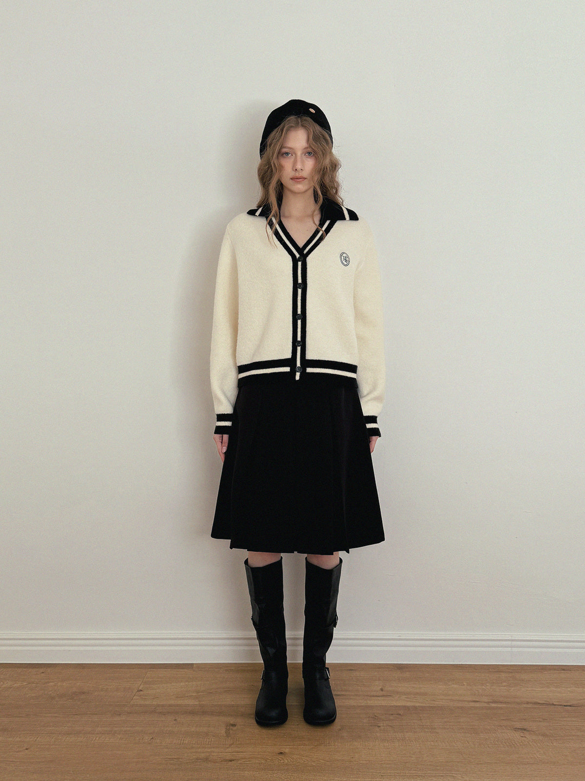 【TWEE】Cardigan à manches longues avec col contrastant Yurel