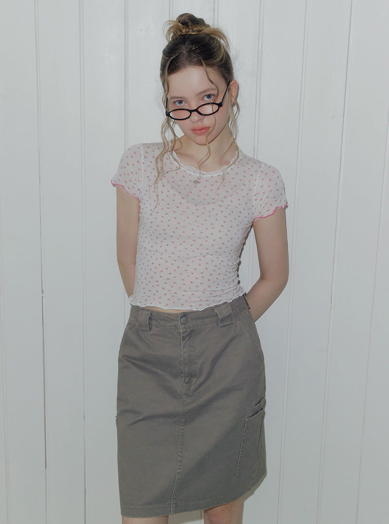 Zento flower contrast short sleeve t-shirt