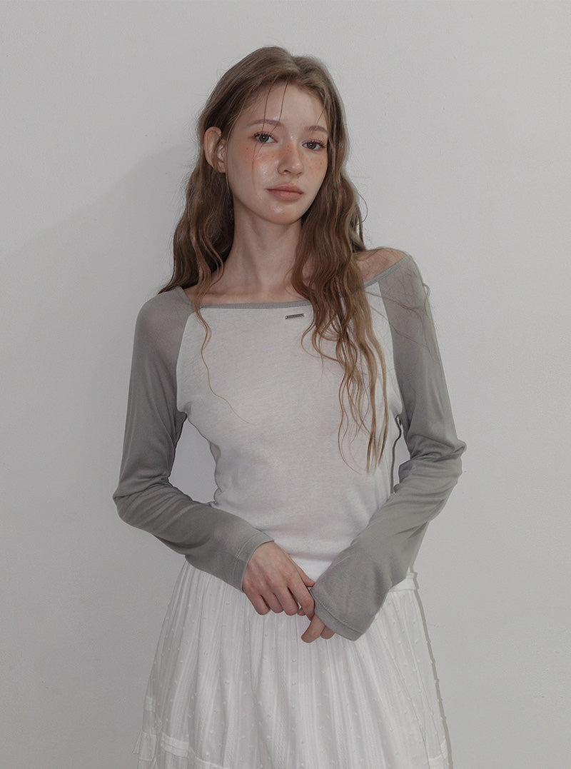 Matin contrast raglan long sleeve T-shirt