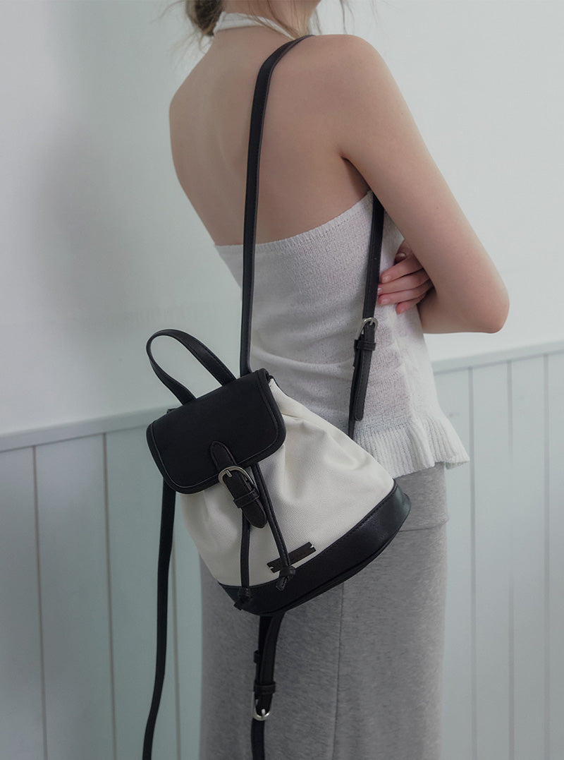 Permit canvas leather mini backpack