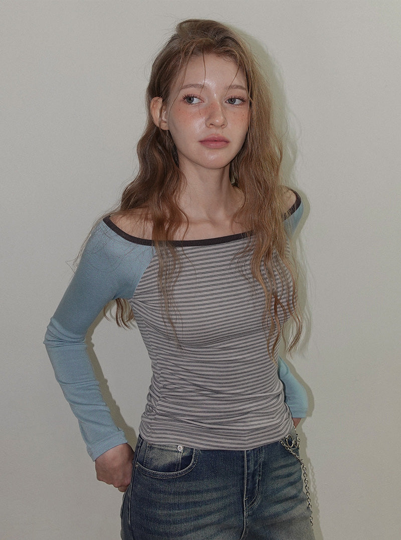 Bennett stripe raglan long sleeve T-shirt