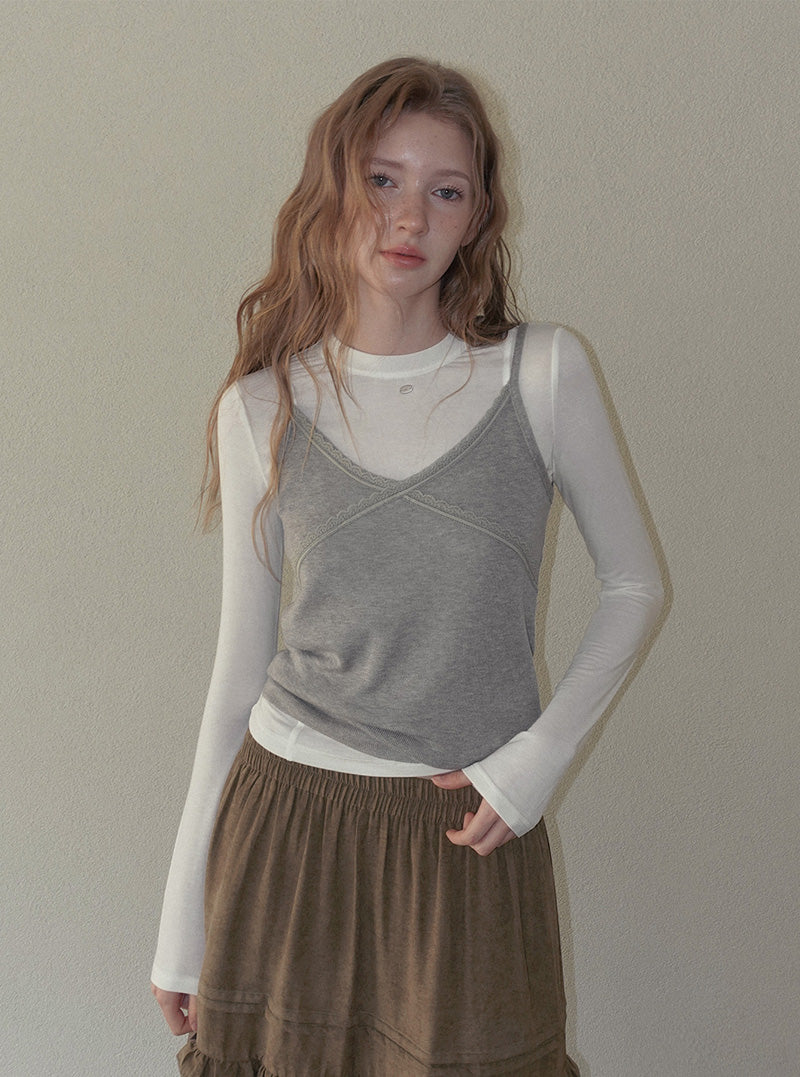 Tilder lace sleeveless cardigan set
