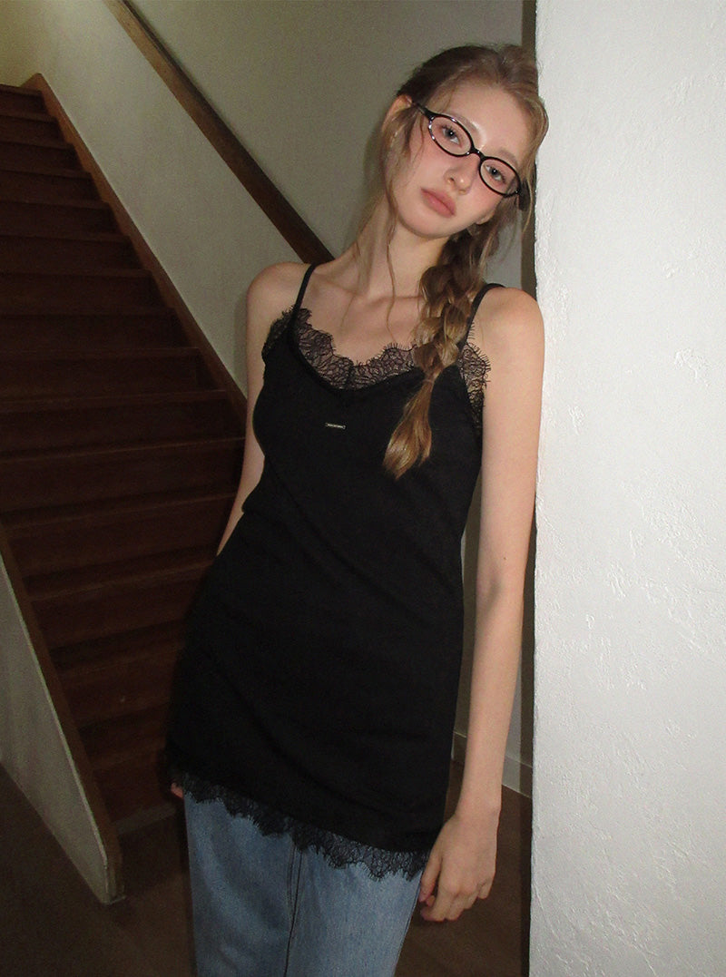 Reven lace ribbed long sleeveless top