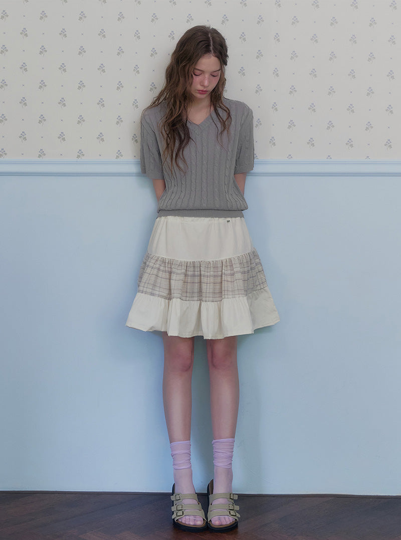 Pino contrast tiered banding mini skirt