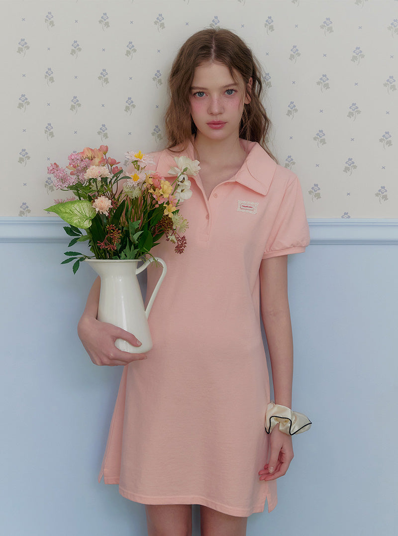 Itz puff collar short sleeve mini dress