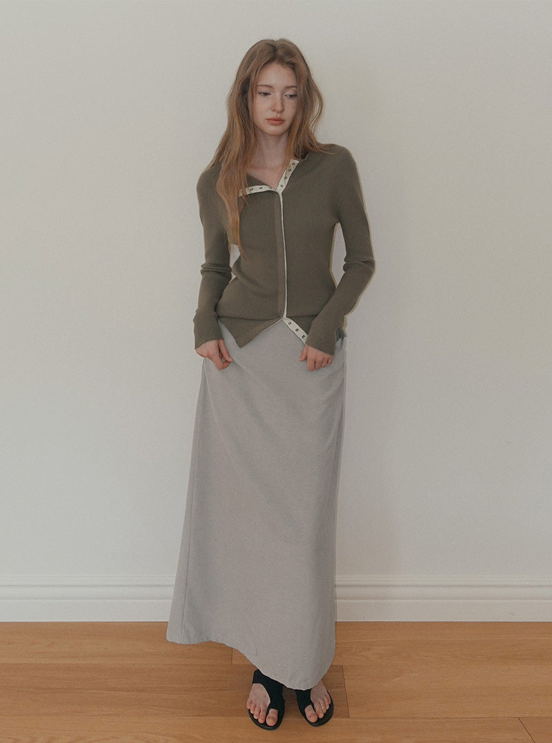 Ringto suede shirring long skirt