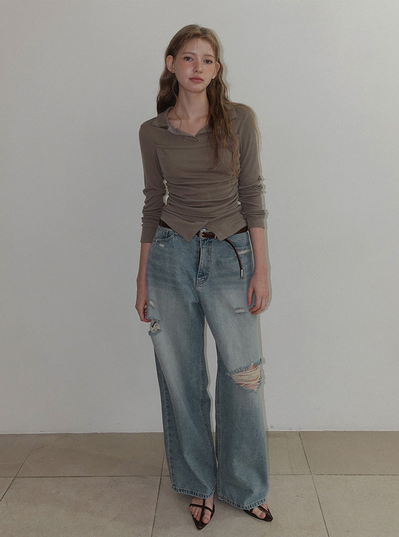 Boin layered ribbed long sleeve T-shirt