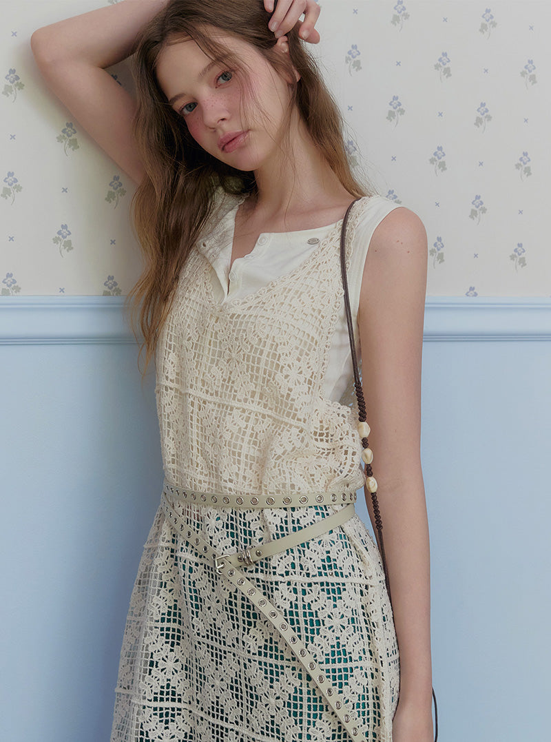 Bexy eyelet leather long belt