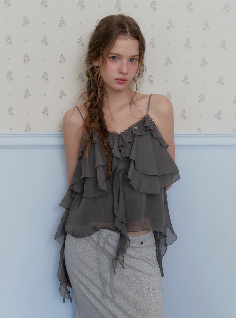 Poel tiered frill sleeveless blouse