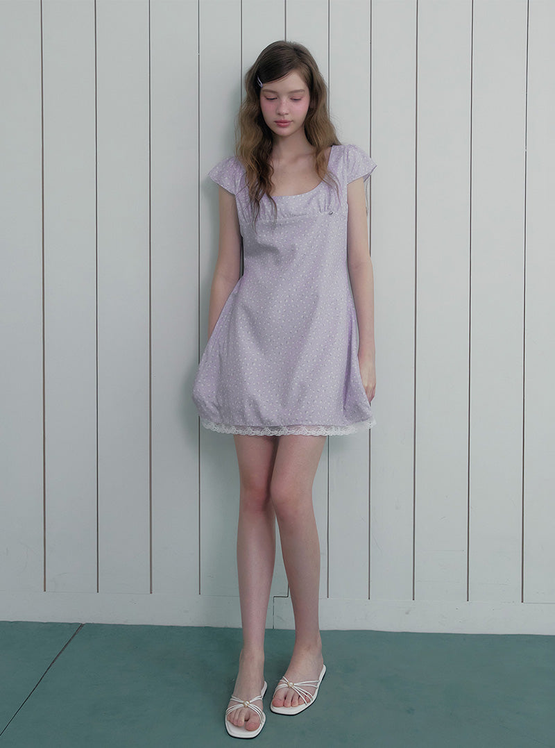 Illat flower cap sleeve mini dress