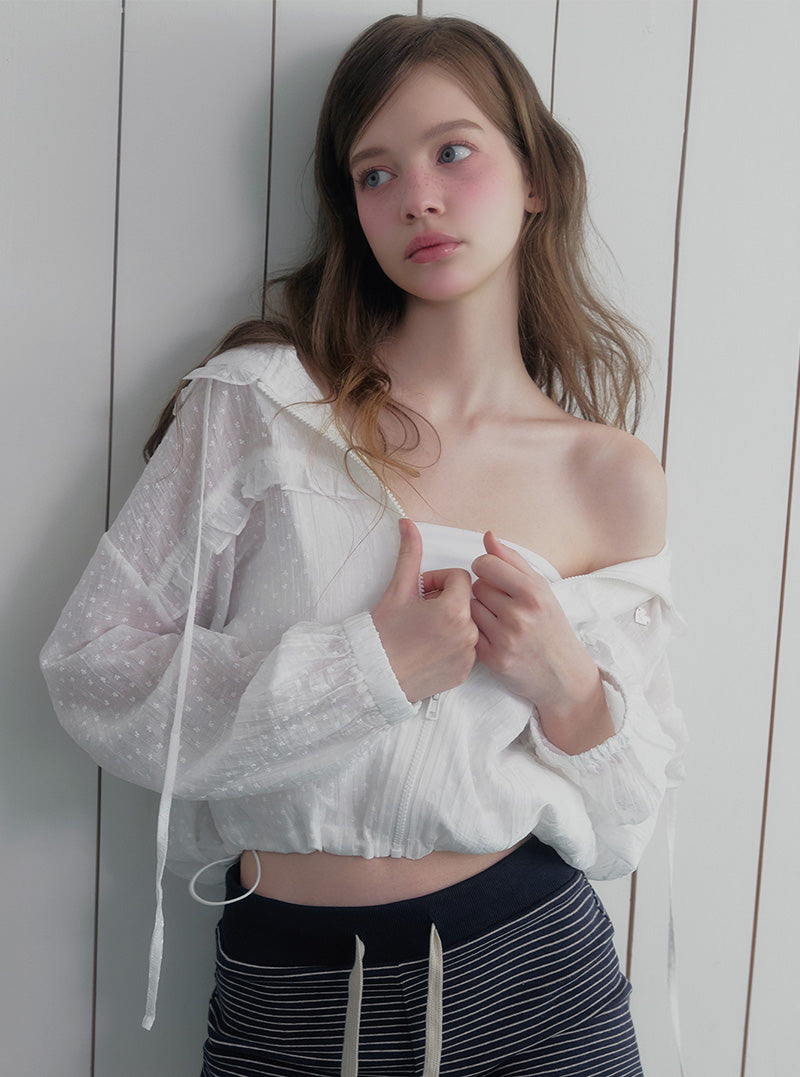 Tieon frill lace hood wind jumper