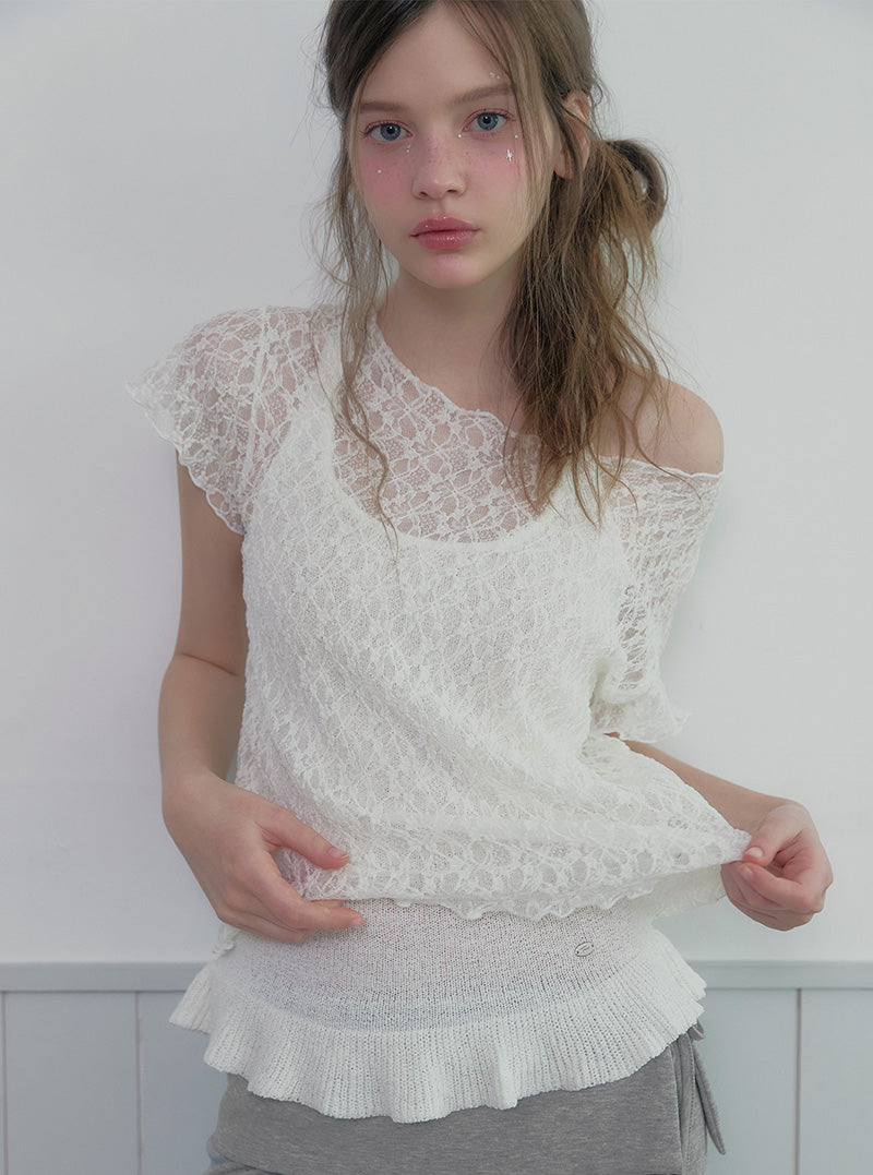 Tuti see-through lace short sleeve t-shirt