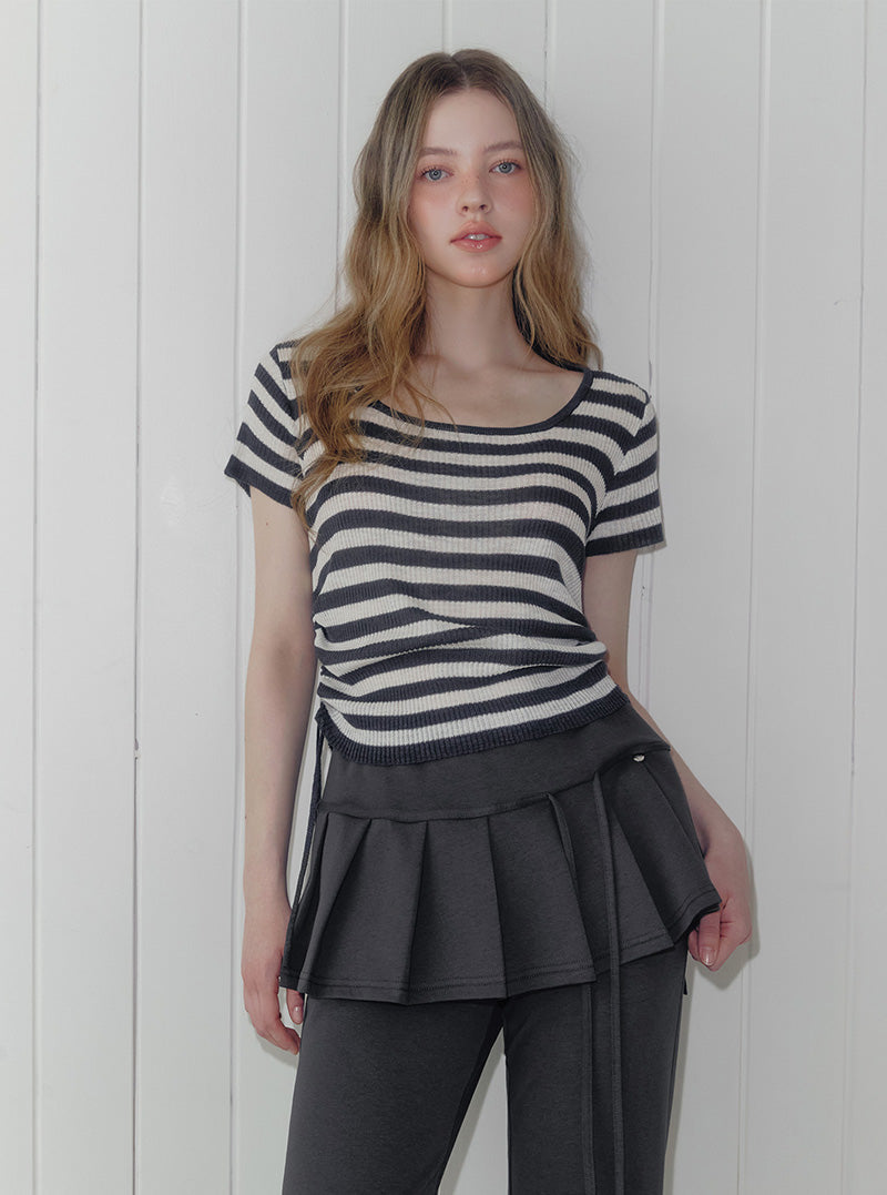 Lilpin shirring square short sleeve knit