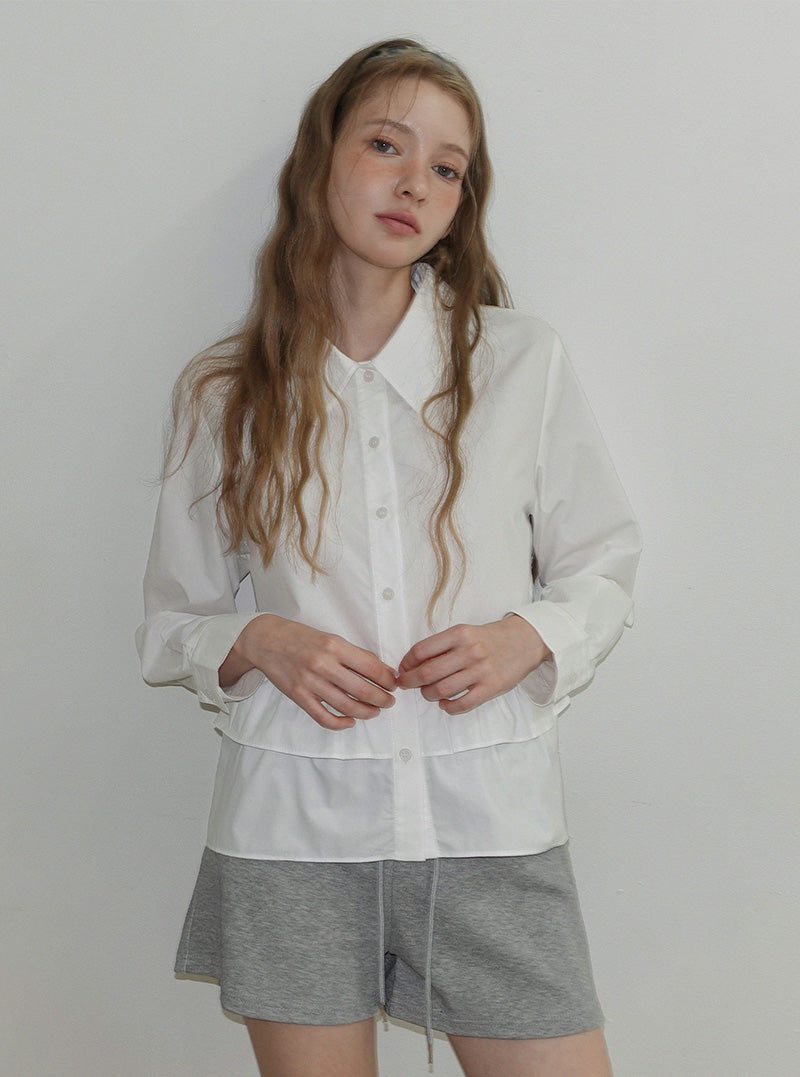 Roten ruffle layered long sleeve shirt